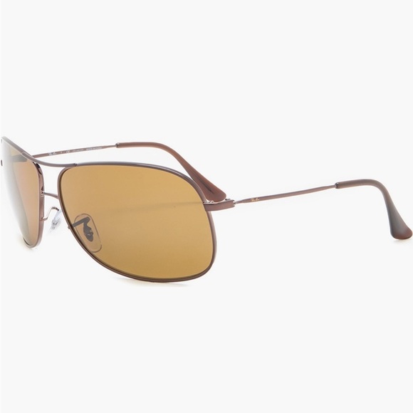 Ray-Ban 64mm Polarized Aviator Sunglasses RB3267 in Brown NWT - Picture 1 of 7